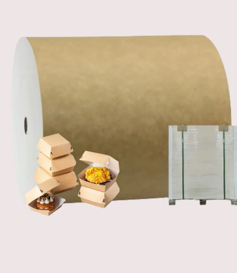 PE/PLA Coated 190-320GSM Kraft Brown Paper Roll