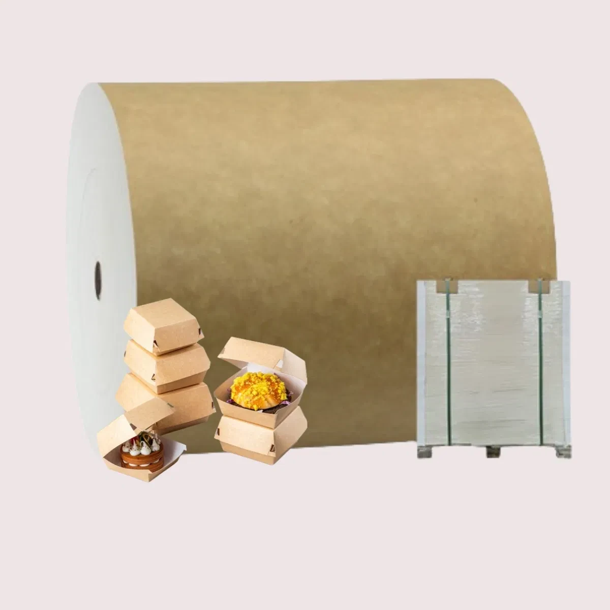 PE/PLA Coated 190-320GSM Kraft Brown Paper Roll